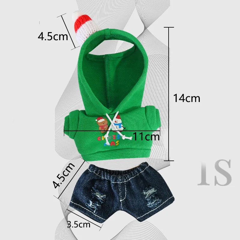 Labubu Doll Clothes - Plush Winter Christmas Costume Set, Trendy Cool Christmas Outfit (Clothing Only, No Dolls)