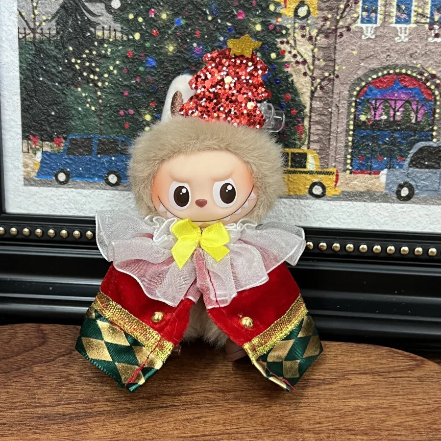 For Mini Labubu 4.0 Pin for Love Clothes Christmas skirt cloak For Labubu V4 Christmas Outfit Clothing Accessories