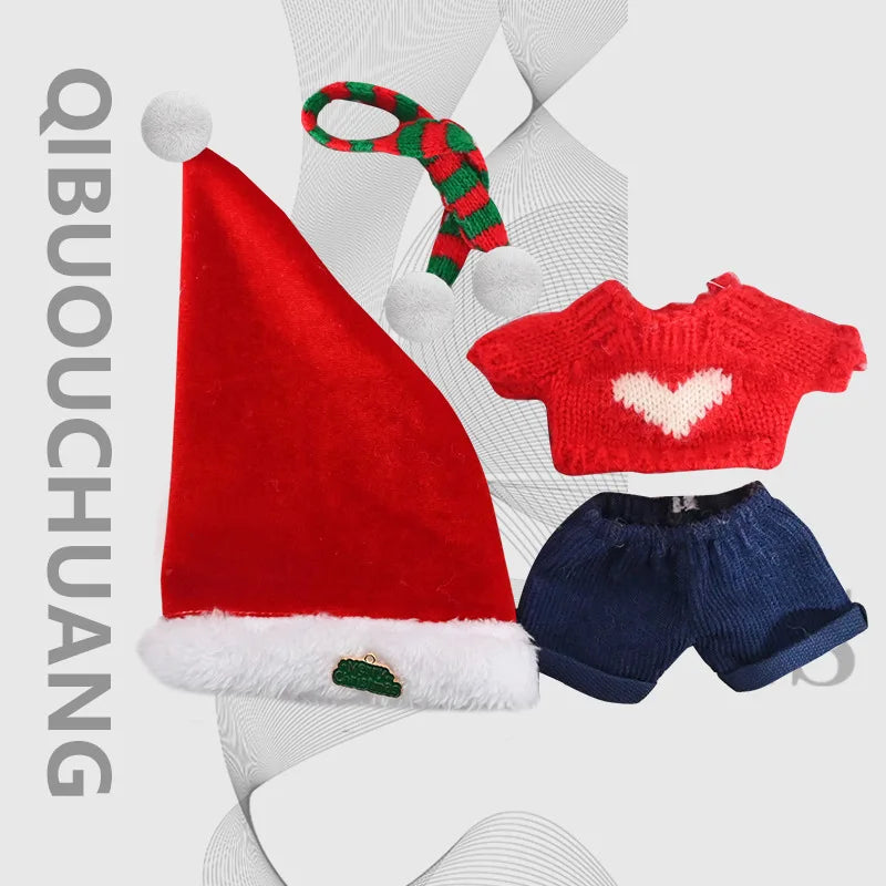 Labubu Doll Clothes - Plush Winter Christmas Costume Set, Trendy Cool Christmas Outfit (Clothing Only, No Dolls)