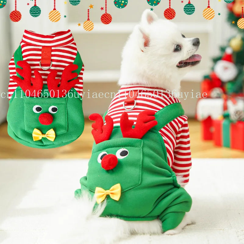 2026 New Christmas Pet Dogs Cats Coats Dress Up Costume Elk Pocket Sweatshirt Puppy Kitten Vest Xmas Warmer Pets Clothes