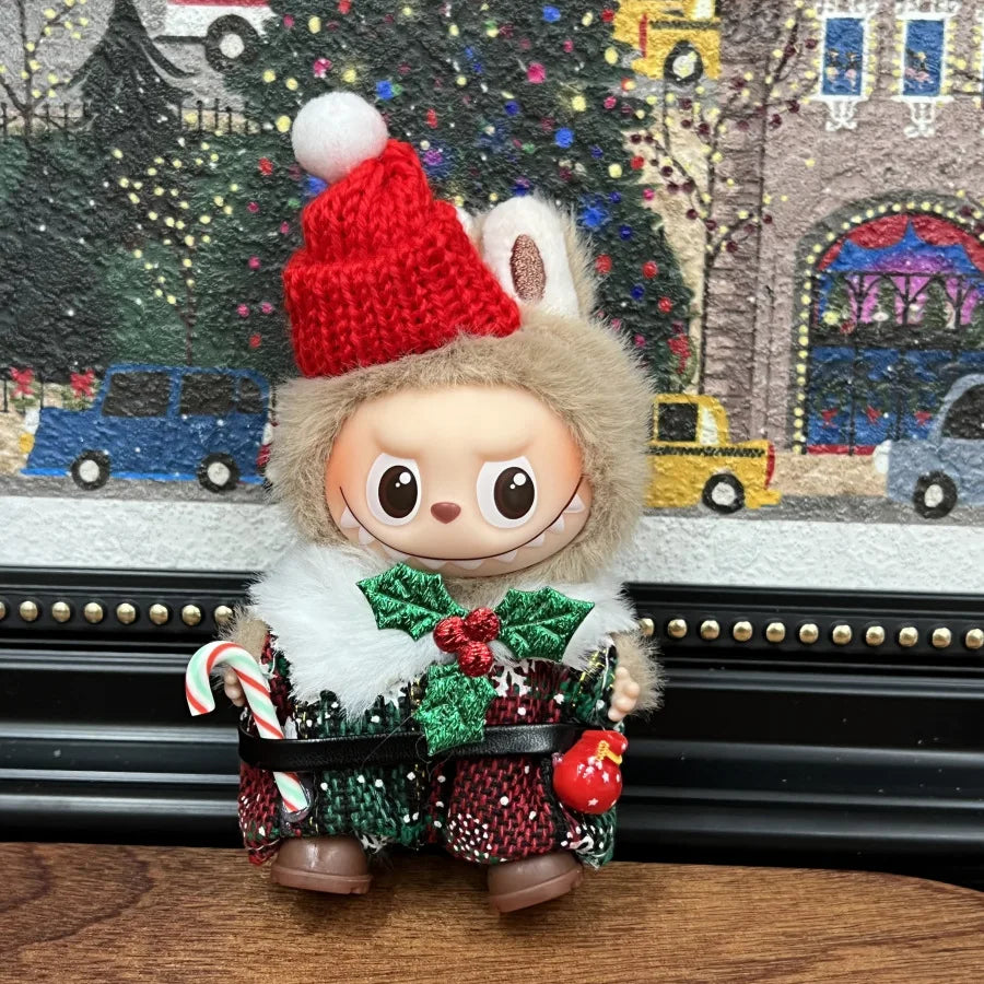 For Mini Labubu 4.0 Pin for Love Clothes Christmas skirt cloak For Labubu V4 Christmas Outfit Clothing Accessories