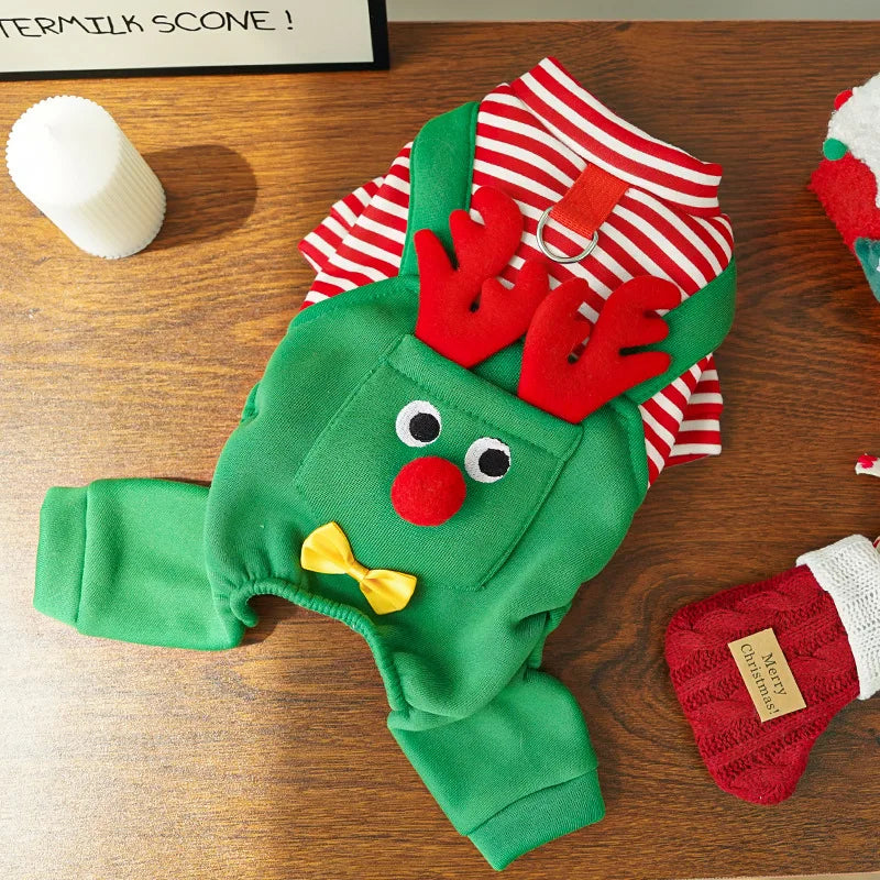 2026 New Christmas Pet Dogs Cats Coats Dress Up Costume Elk Pocket Sweatshirt Puppy Kitten Vest Xmas Warmer Pets Clothes