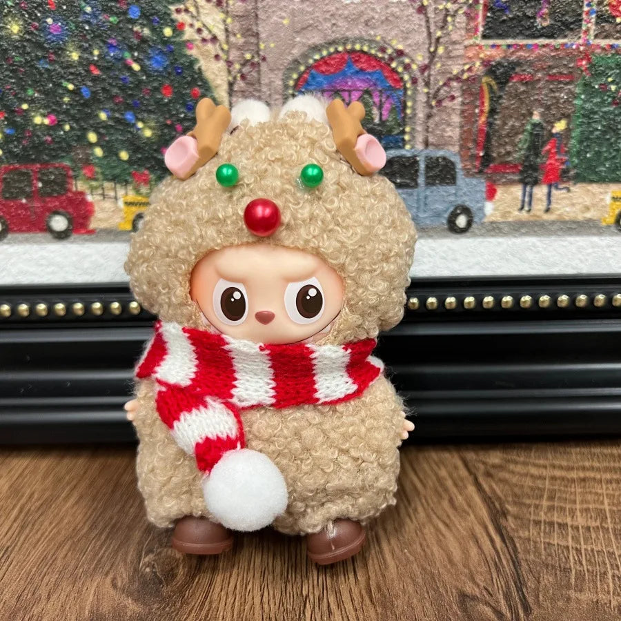 For Mini Labubu 4.0 Pin for Love Clothes Christmas skirt cloak For Labubu V4 Christmas Outfit Clothing Accessories