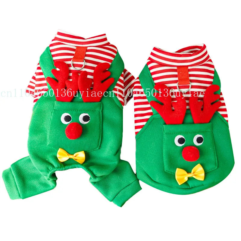 2026 New Christmas Pet Dogs Cats Coats Dress Up Costume Elk Pocket Sweatshirt Puppy Kitten Vest Xmas Warmer Pets Clothes