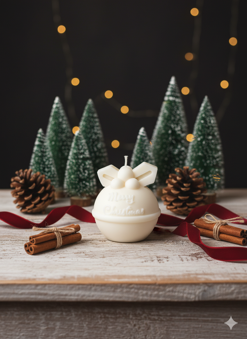 Round Bell Christmas Candle - Festive Holiday Decor for Your Home
