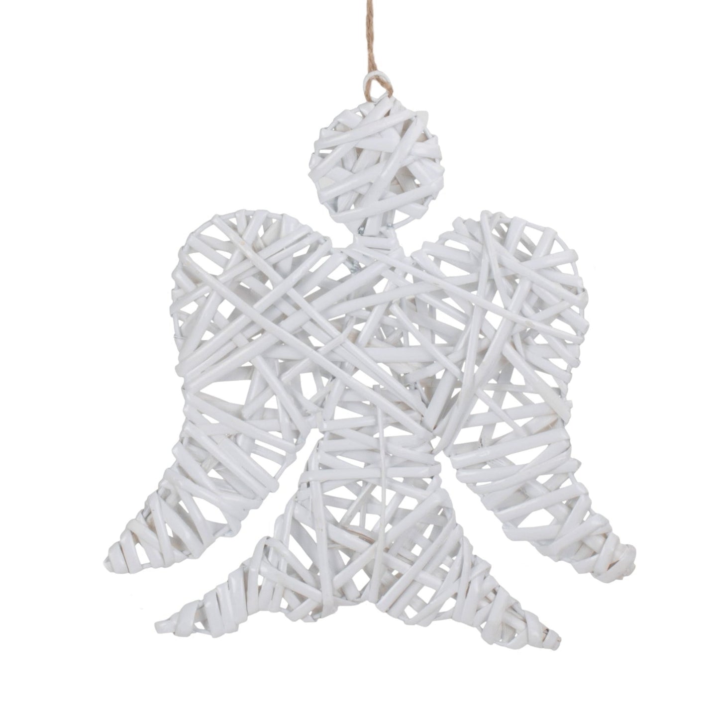 White Angel Wicker Hanging Christmas Decoration