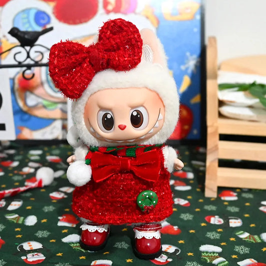 Labubu Doll Clothes - Plush Winter Christmas Costume Set, Trendy Cool Christmas Outfit (Clothing Only, No Dolls)