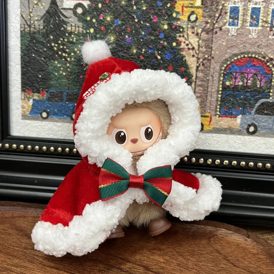 For Mini Labubu 4.0 Pin for Love Clothes Christmas skirt cloak For Labubu V4 Christmas Outfit Clothing Accessories